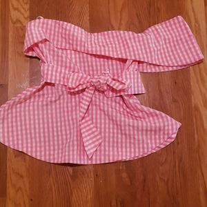 Pink gingham one shoulder top